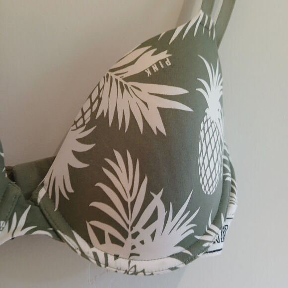 PINK Victoria's Secret Wear Everywhere T-Shirt Bra Size 32D Green Pinneaple - Picture 5 of 5